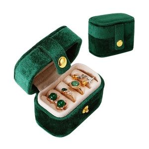 Jewelry Box*Green Velvet Jewelry Organizer*Travel Size Mini Jewelry Box*